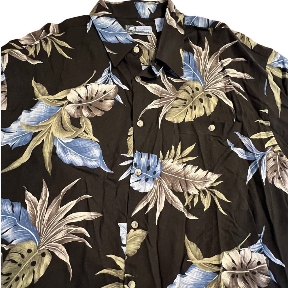 VTG Corsini Men’s L Black Blue Beige Hawaiian Camp Short Sleeve Shirt‎ Tropical